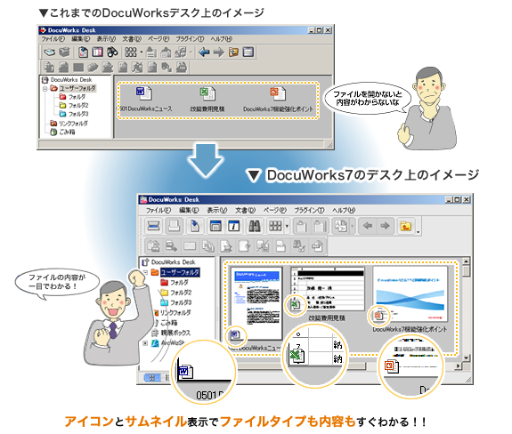 DocuWorks 7.2ではサムネール表示がさらに強化！